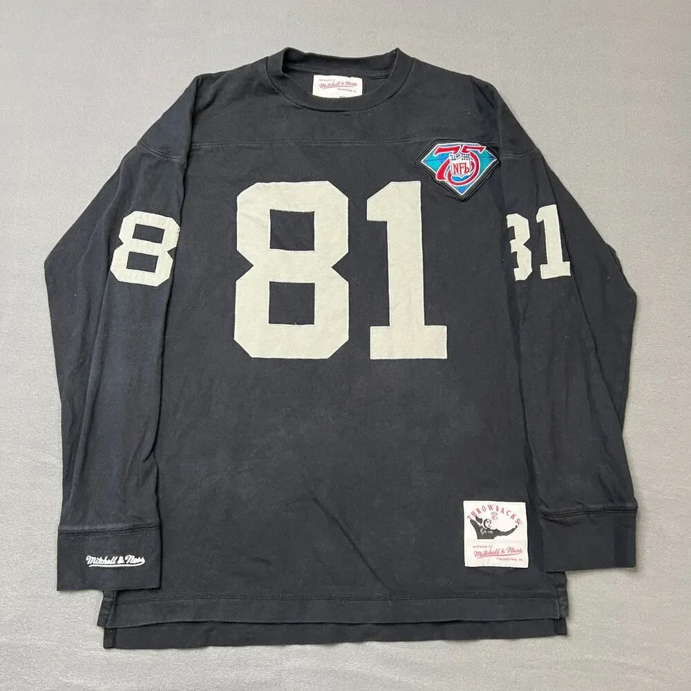 Mitchell & Ness Throwback Jersey Men's Large Black Tim Brown #81 Oakland Raiders